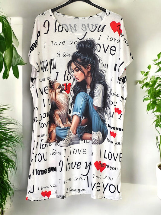🌸✨ 👗 LONG‑SHIRT “LOVE & FUN” 👗 – Größe 42‑48 ✨🌸