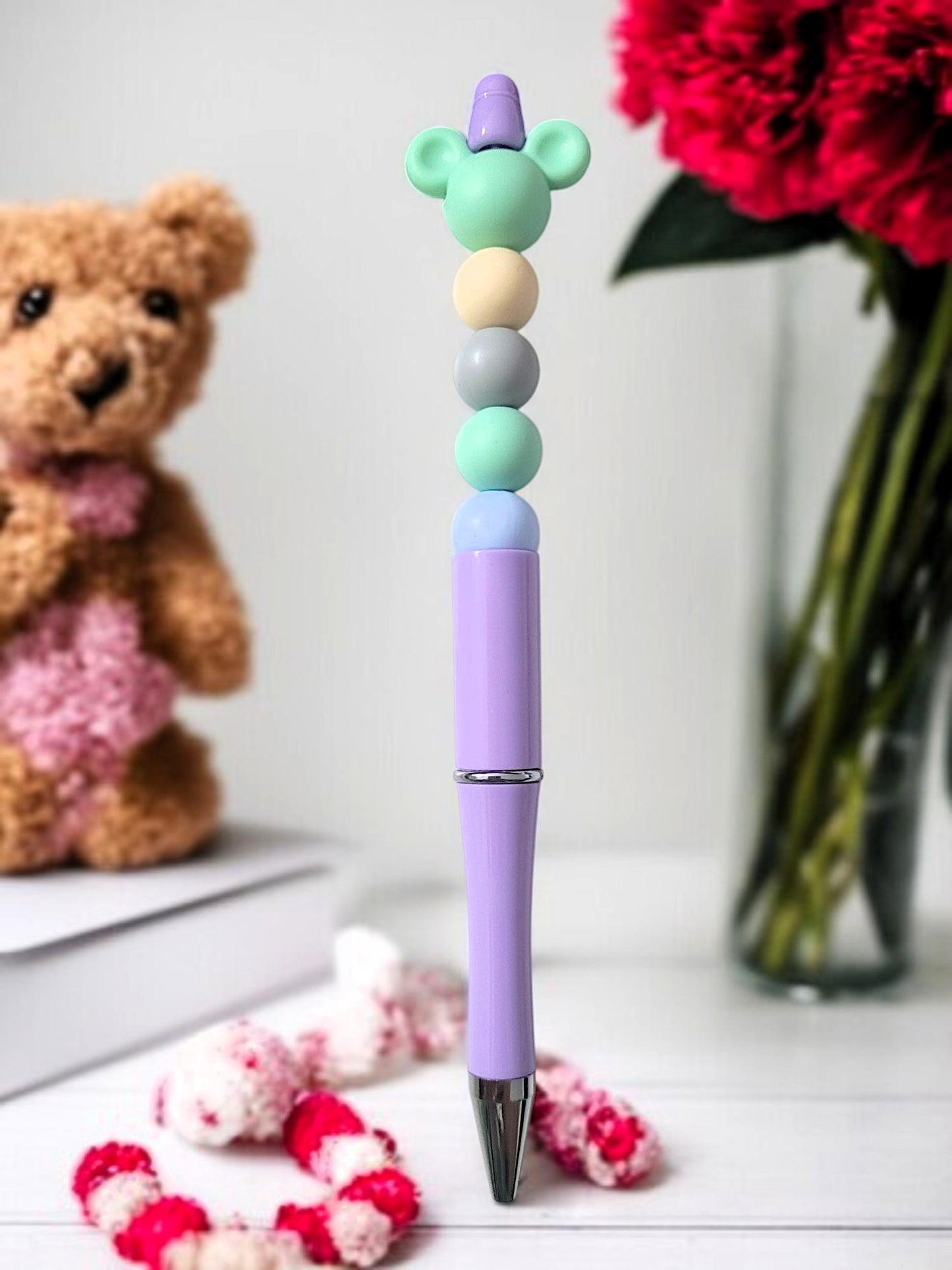 🐭🖊️ Pastell‑“Mouse Ears” Kugelschreiber – 3 Varianten – HANDGEFERTIGTES UNIKAT ✨🎀