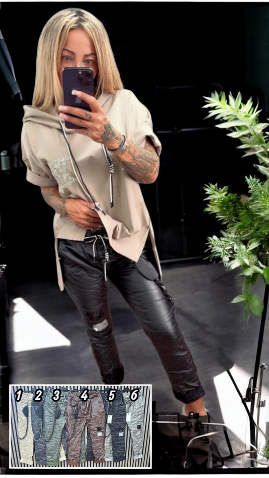 🖤⚡ Lederimitat-Jogpant – 6 Farben – Gr. 36-42 – VORBESTELLUNG 🚀✨
