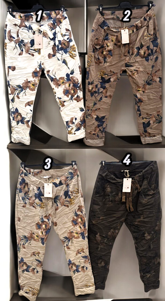 ✨ Vorbestellung: Crinkle‑Jogpant „Florale Träume“ (Gr. 36 – 42, 4 Farben) 👖🌸🌈