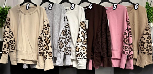 ✨ Vorbestellung: Oversize‑Sweatshirt mit Leo‑Ärmeln (Gr. 38–44, 6 Farben) 🐆🧥🌈