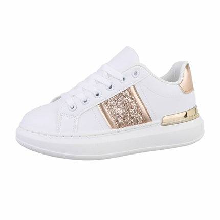 Sneakers Low in Weiß-Gold in versch. Größen