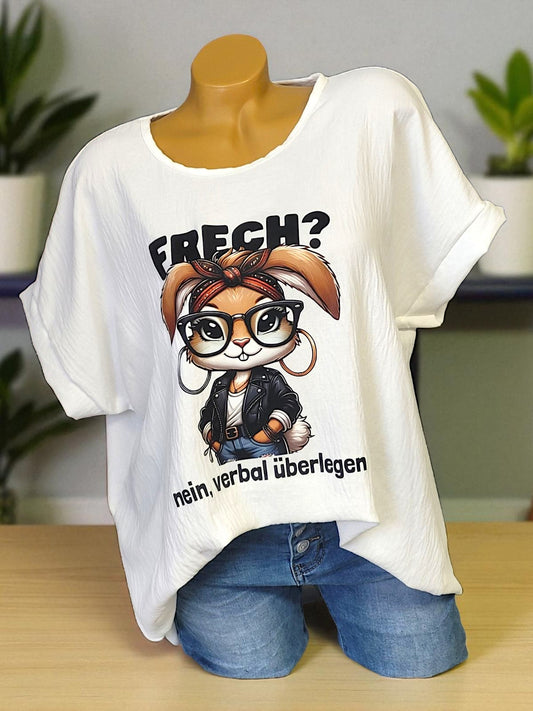 🐰✨ Blusen-Shirt „Frech? – nein, verbal überlegen“ | Gr. 42-46 | 7 Farben ✨🐰