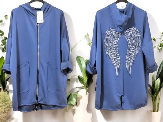 😇 Kapuzen-Jacke mit Strass-Flügel – Größe 46–50 | 9 Farben 😇