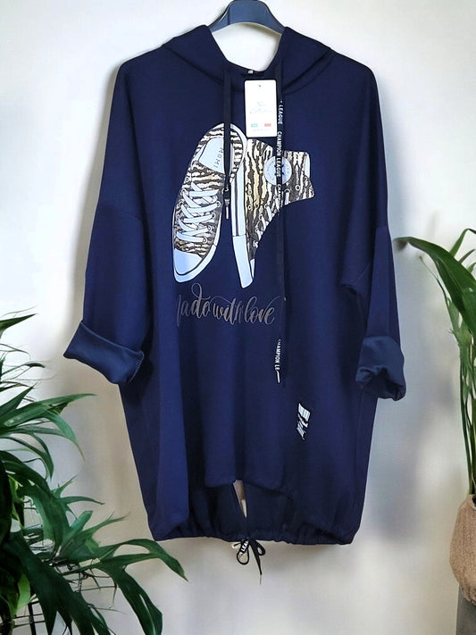 🩷✨ Hoodie mit Sneaker-Print | Gr. 46-52 | 4 Farben 🌈🛍️