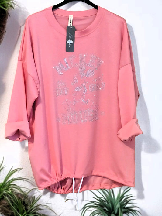 ✨ Sweatshirt mit Mickey-Mouse-Strass ✨ | Gr. 42-48 | 3 Farben 🌸👕