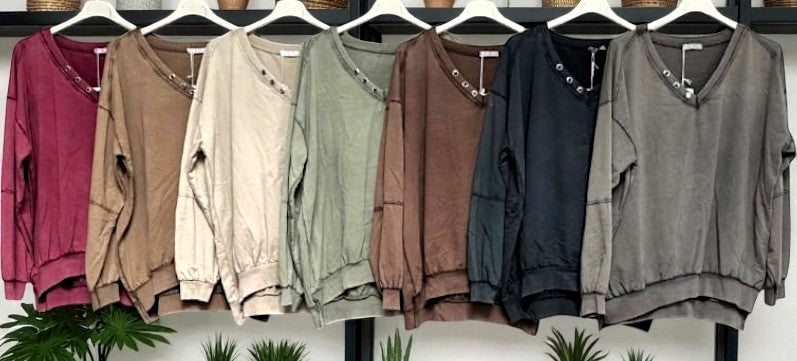 ✨ Vorbestellung – Sweatshirt mit Schmuckdetails 💎 Gr. 42–46 – 7 Farben zur Auswahl ✨