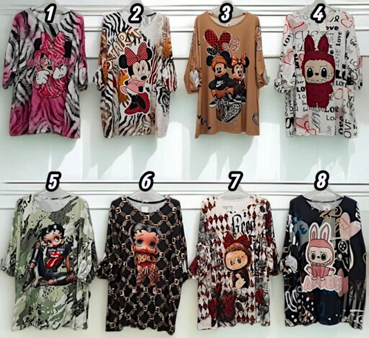✨ Vorbestellung: Shirt mit bunten Prints 👚🖤 Gr. 50–56 – 8 Designs zur Auswahl ✨