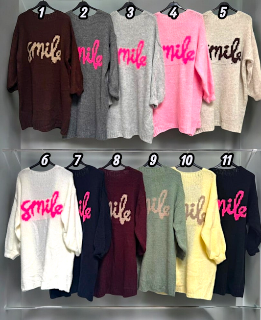 ✨ Vorbestellung Cardigan „SMILE“ mit Rückenprint – Gr. 42–48 – in 11 fröhlichen Farben ✨