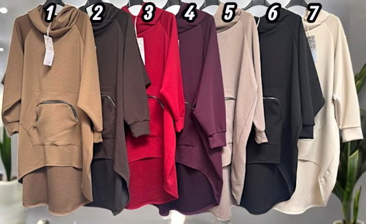 ✨ Vorbestellung: Hoodie mit Zip-Tasche & längerem Rückenteil – Gr. 44–50 – in 7 Farben ✨