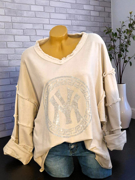 🧥 Oversize Sweatshirt mit Glitzer-Logo – Gr. 38–46 ✨