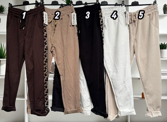 👖✨ Vorbestellung: Jogpant mit Strass-Leo-Streifen – 5 Farben 🌈 | Gr. 42–46