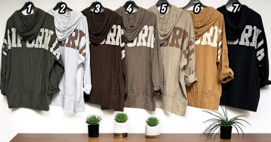 ✨ Vorbestellung – Hoodie „CALIFORNIA“ 🏄‍♀️ Gr. 42–46 – 7 Farben zur Auswahl ✨