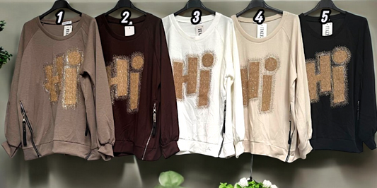✨ Vorbestellung Sweatshirt "HI" | Gr. 42–46 🌈 5 Farben ✨